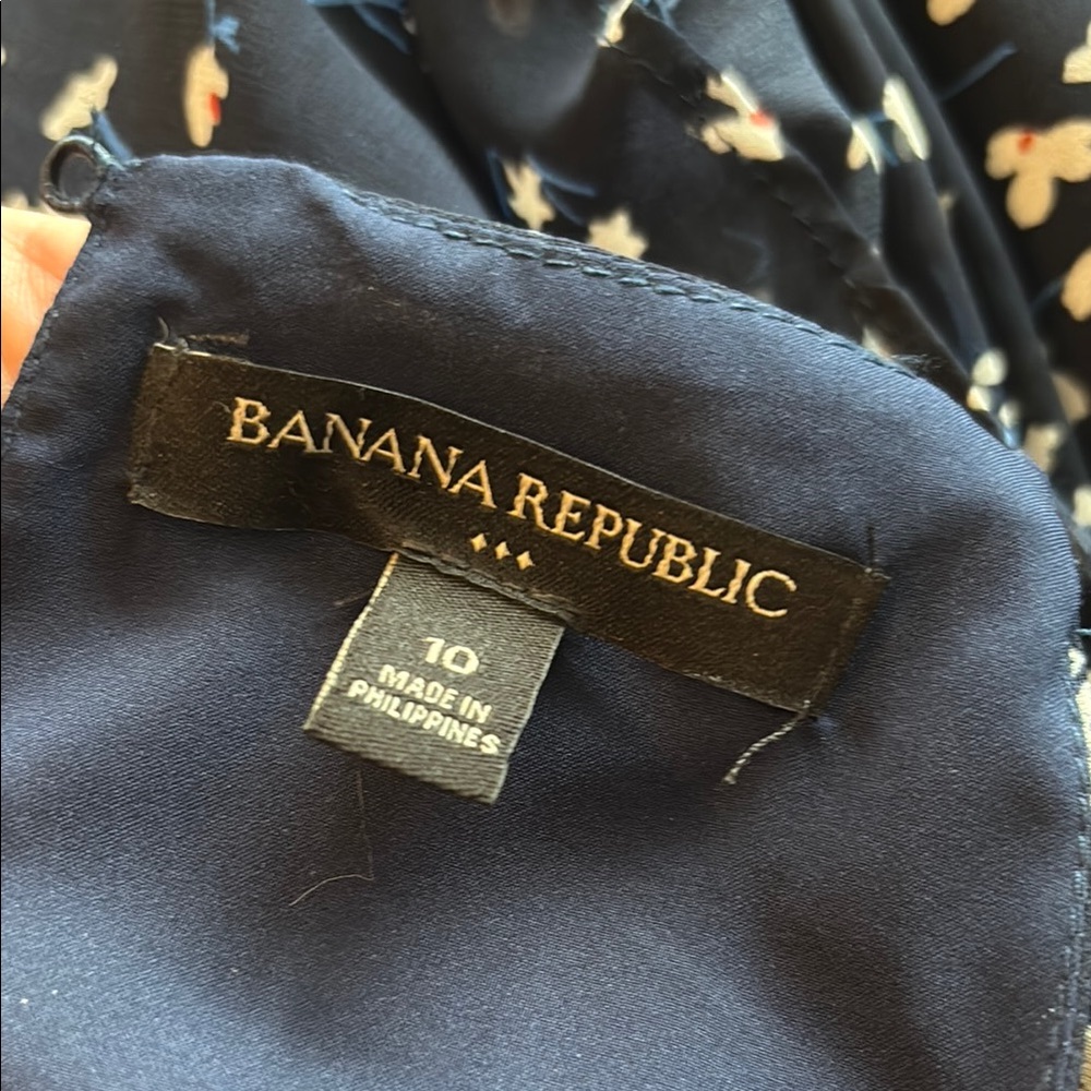 Banana Republic Navy‎ Dress Floral Spaghetti Strap with Ruffle Skirt Size M - Picture 9 of 11